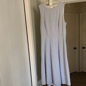 J. Crew Light Blue Striped Midi Dress